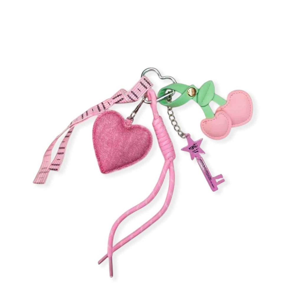 LLAVERO CHARM CEREZAS CORAZÓN Y LLAVE