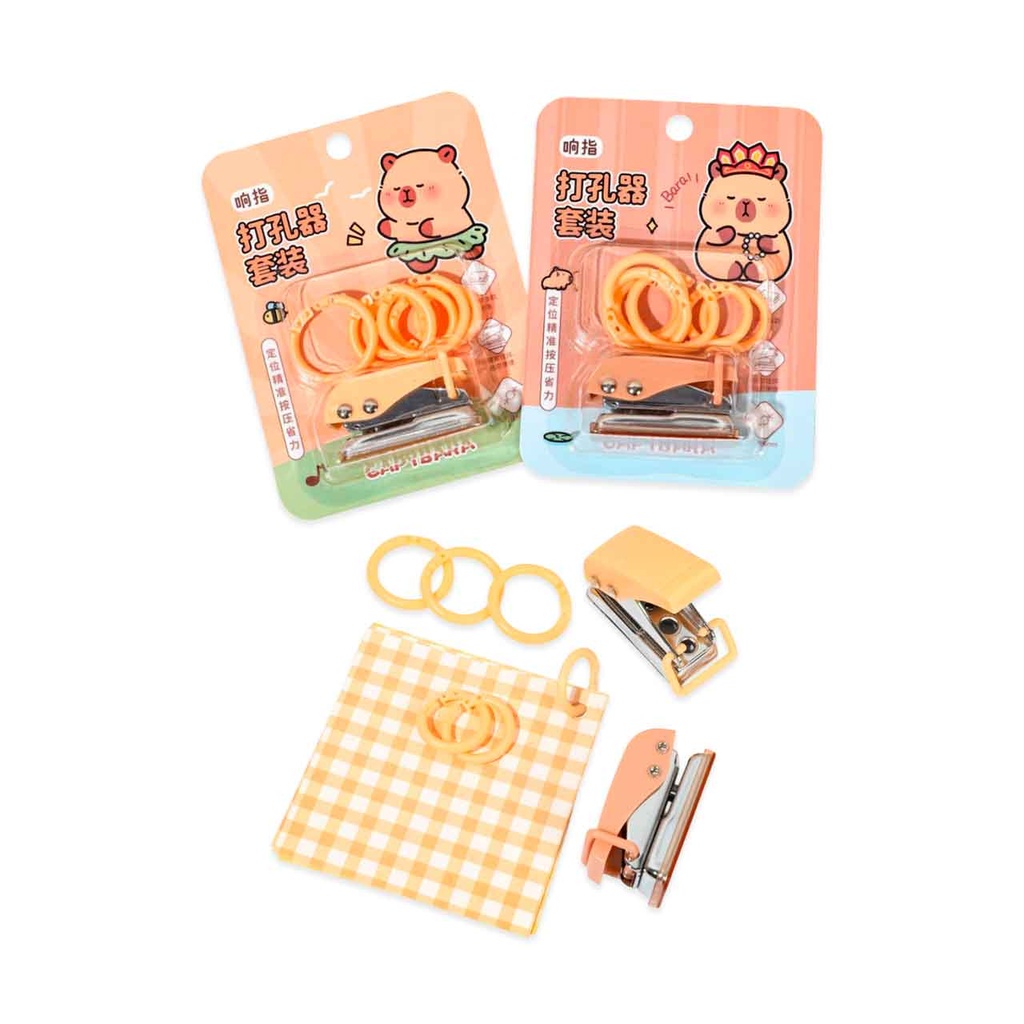 [PM-ZARCO-0347] SET DE ABROCHADORA+ANILLOS CAPYBARA
