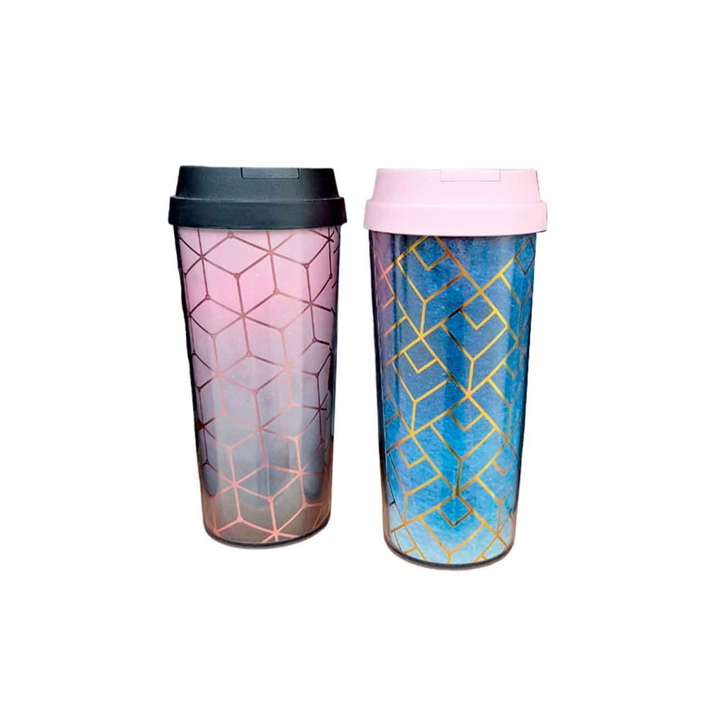 VASO DE ACRILICO ESTAMPADO CON TAPA
