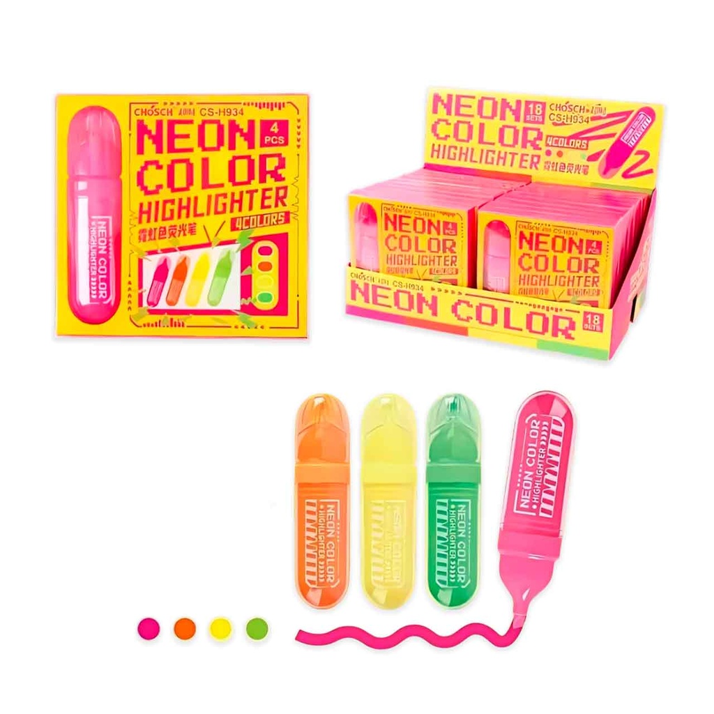 RESALTADOR NEON 4PCS