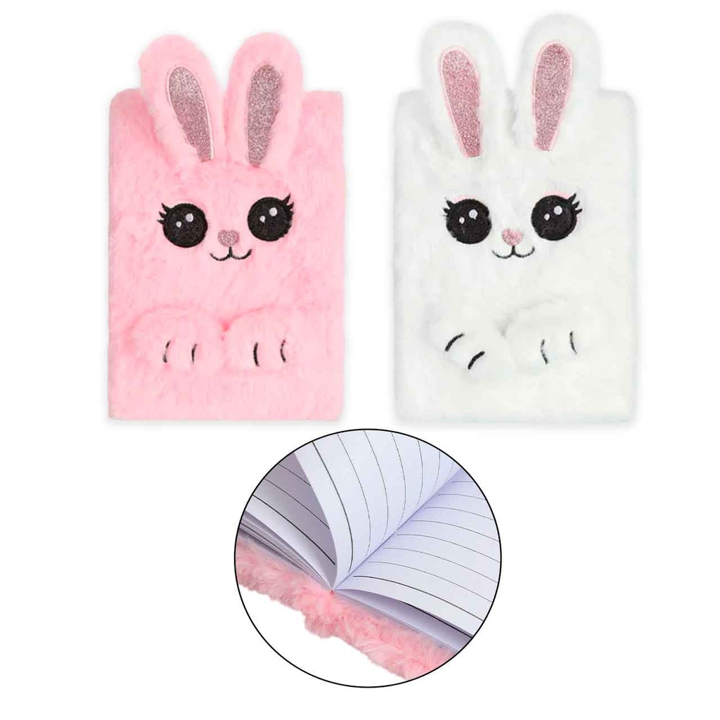 ANOTADOR CON PELUCHE CONEJITO 21×14.5CM