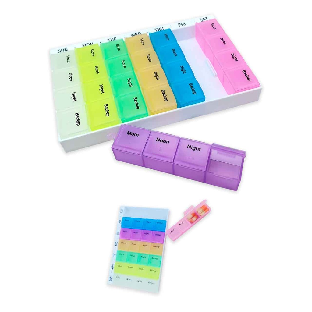 PASTILLERO SEMANAL MULTICOLOR DIVISIONES CUADRADAS
