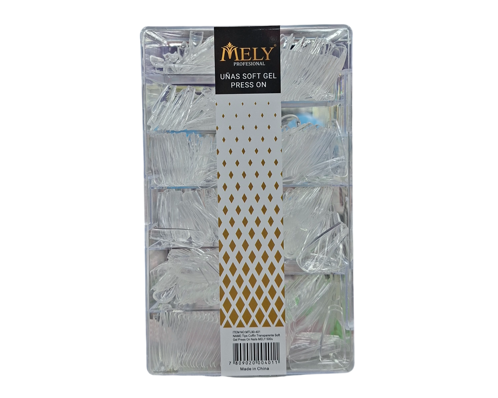 [PM-MTL90-401] UÑAS POSTIZAS TIPS COFFIN COMPLETO MELY