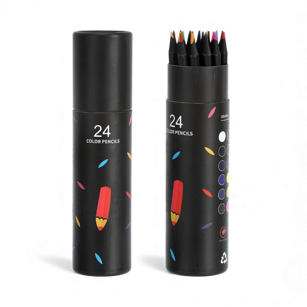 24 LÁPICES DE COLORES EN ESTUCHE NEGRO