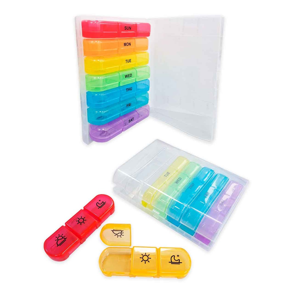 PASTILLERO SEMANAL MULTICOLOR DIVISIONES REDONDEADAS