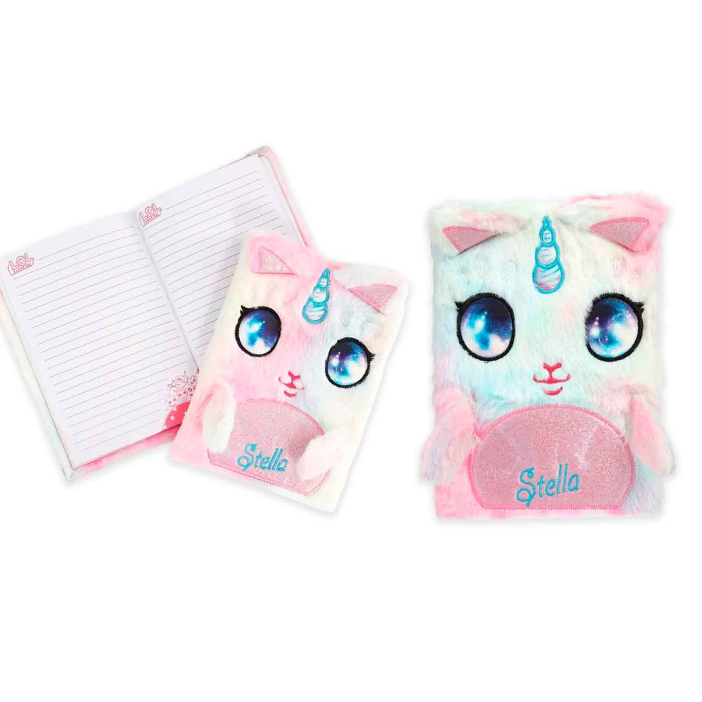 CUADERNO CON PELUCHE UNICORNIO 21.5×14.5 CM