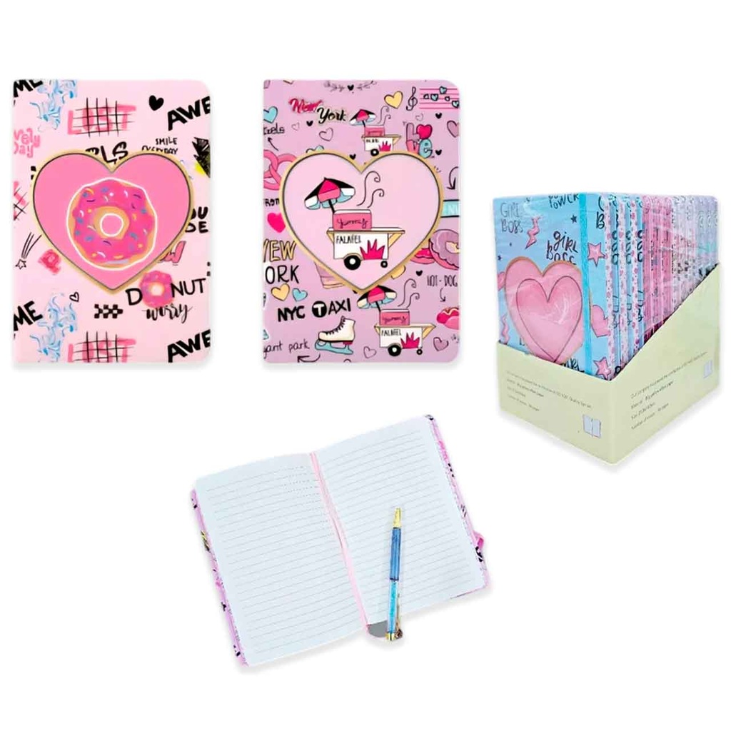 CUADERNO A5 TAPA DURA CON ELÁSTICO ESTAMPADO