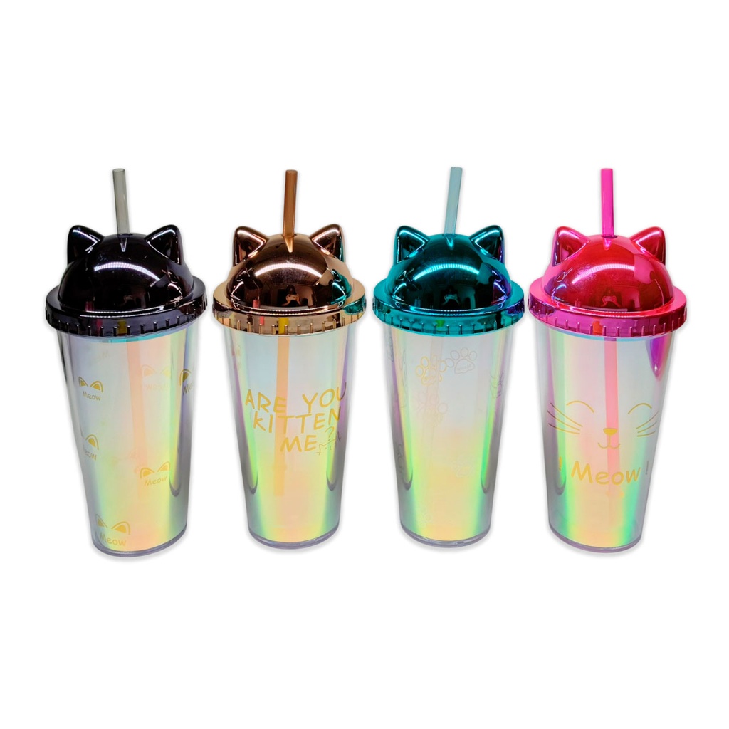 [PM-JL38023] VASO CON TAPA OREJAS DE GATO 380ML