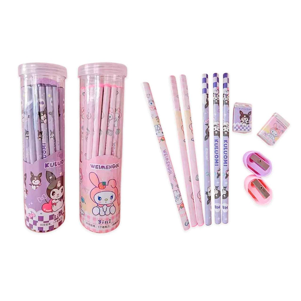 SET DE 30 LAPICES+GOMA Y SACAPUNTAS EN ESTUCHE