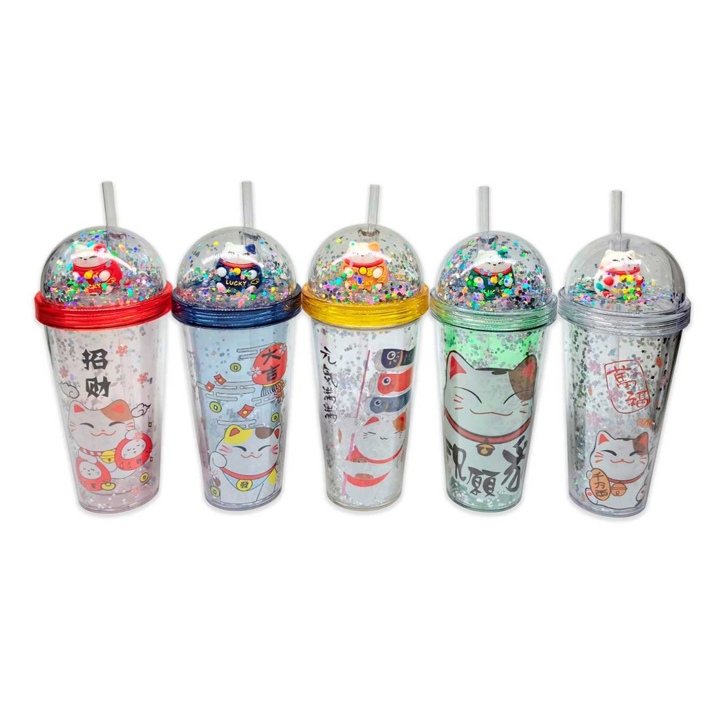 VASO CON DIBUJO GATITO CON GLITTER