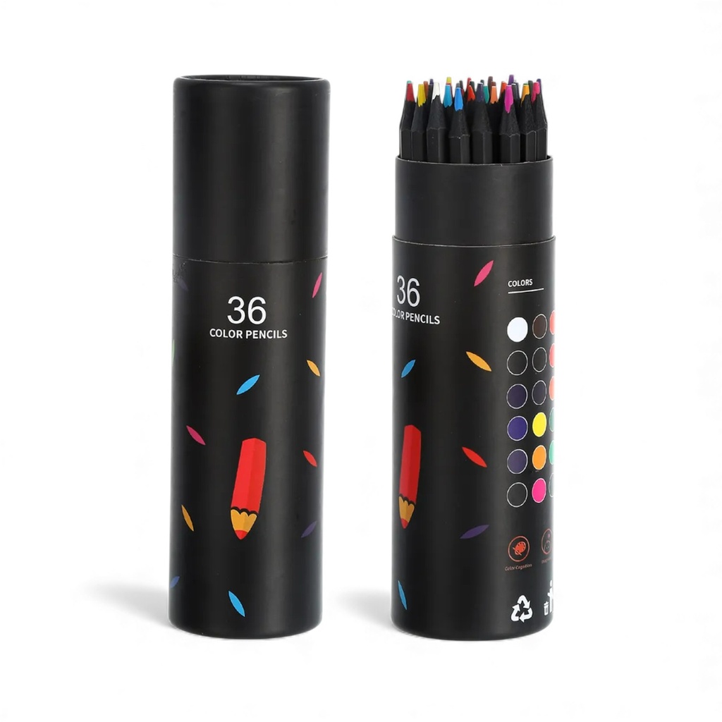 36 LÁPICES DE COLORES EN ESTUCHE NEGRO