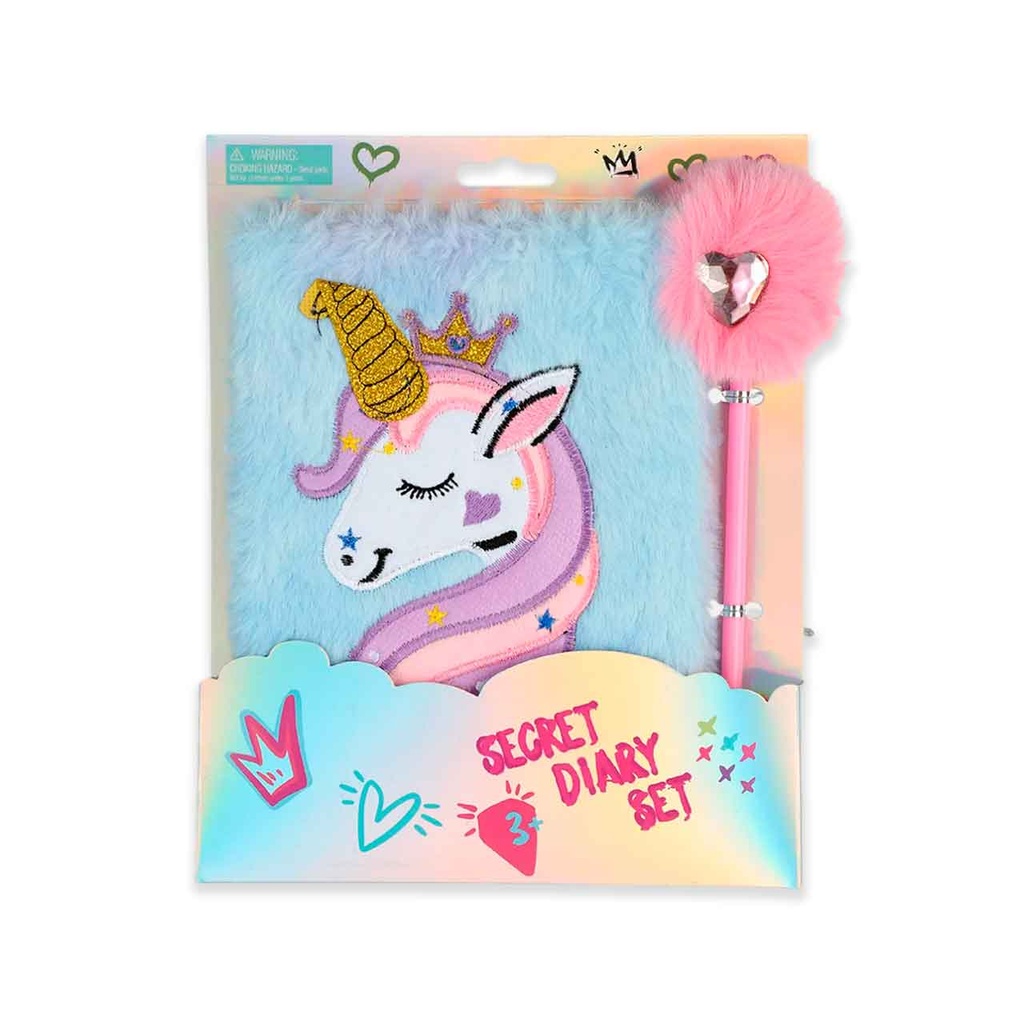 CUADERNO DE FELPA UNICORNIO + LAPICERA 20x15CM