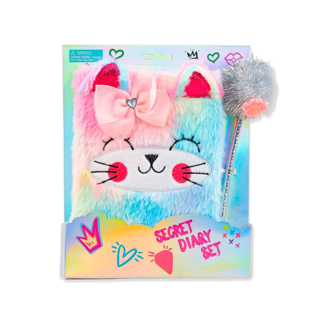 CUADERNO DE FELPA GATITO + LAPICERA 20x15CM