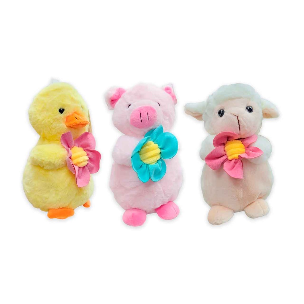 PELUCHE DE ANIMALES CON FLOR 25CM