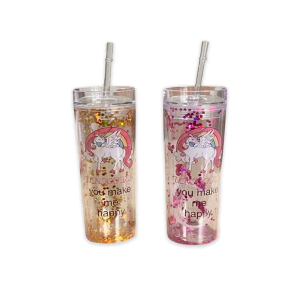 [PM-4944494] VASO DE ACRÍLICO UNICORNIO Y GLITTER 450ML