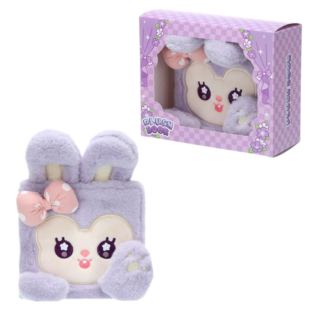 CUADERNO CON PELUCHE EN CAJA LILA