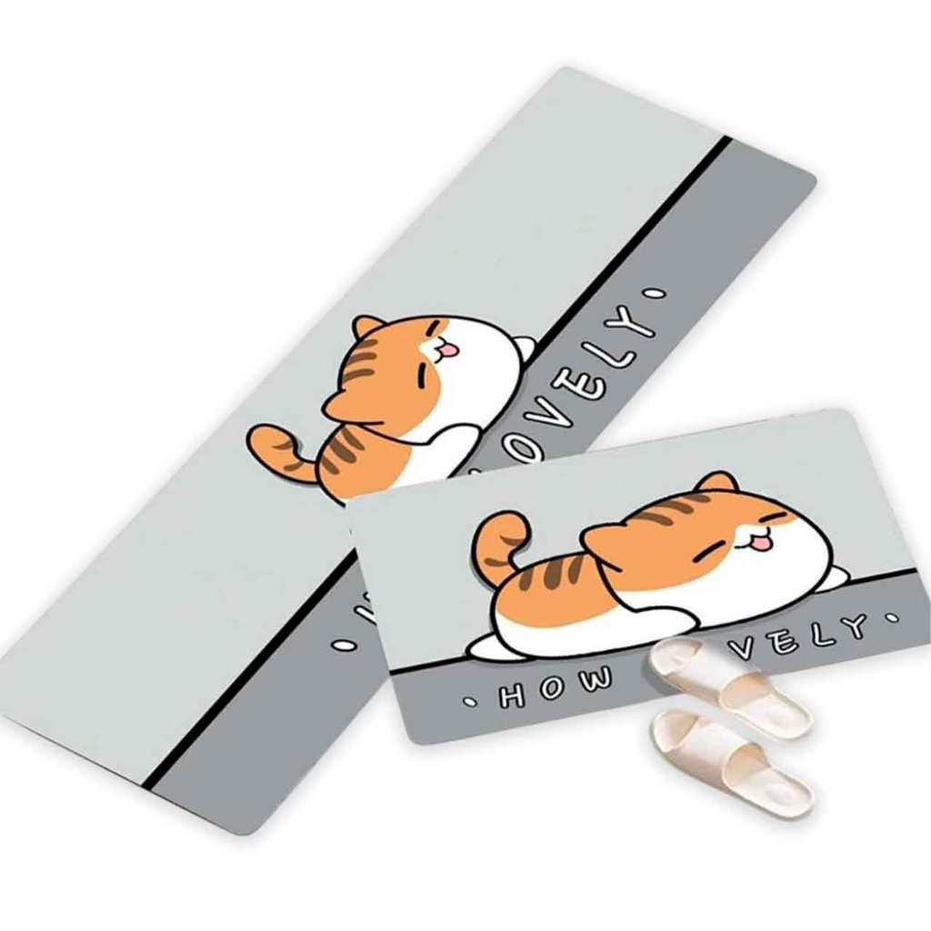 SET X2 ALFOMBRAS DE POLIESTER GATITO 36x58CM / 38x118CM