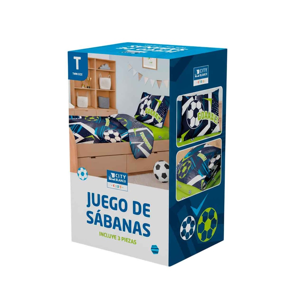 JUEGO DE SÁBANAS INFANTILES FÚTBOL TWIN SIZE