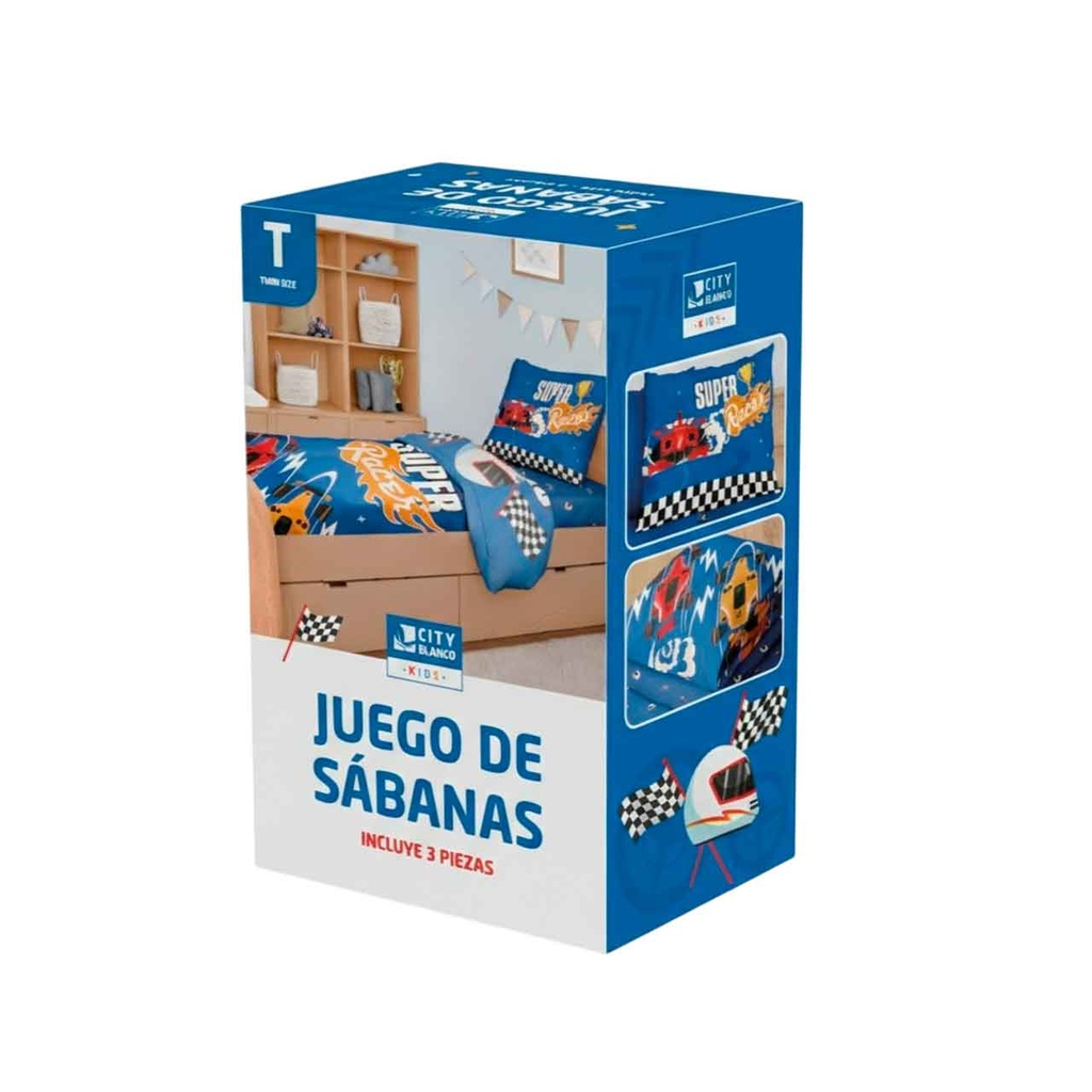 JUEGO DE SÁBANAS INFANTILES AUTOMÓVIL TWIN SIZE