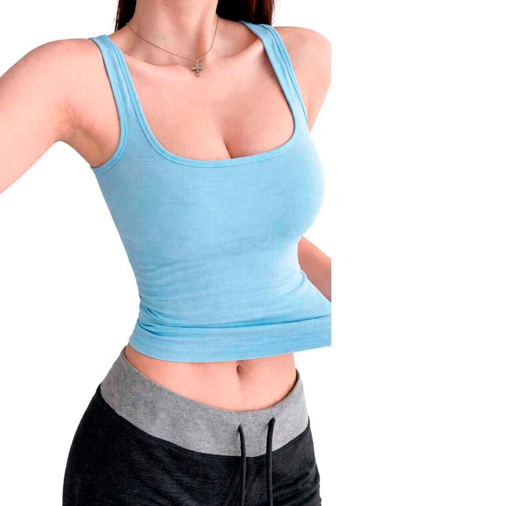 TOP DEPORTIVO LISO CELESTE