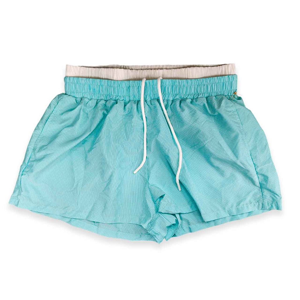 SHORT RAYADO VERDE AGUA