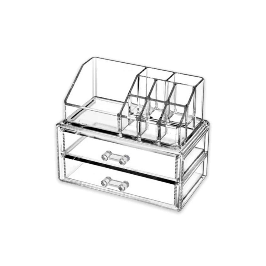 ORGANIZADOR DE ACRÍLICO CON 2 CAJONES 19x10x16 CM