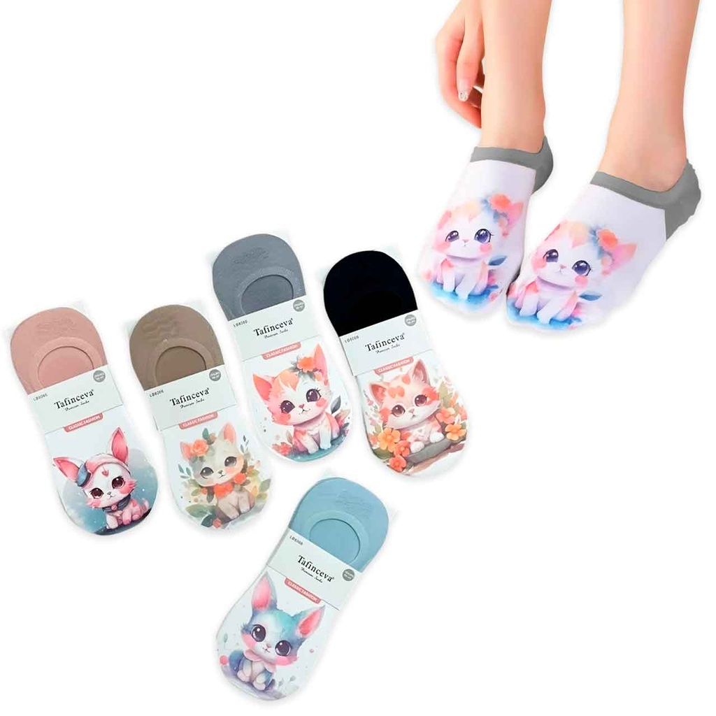 PAQUETE X10 PARES DE SOQUETES GATITO T. 36-41