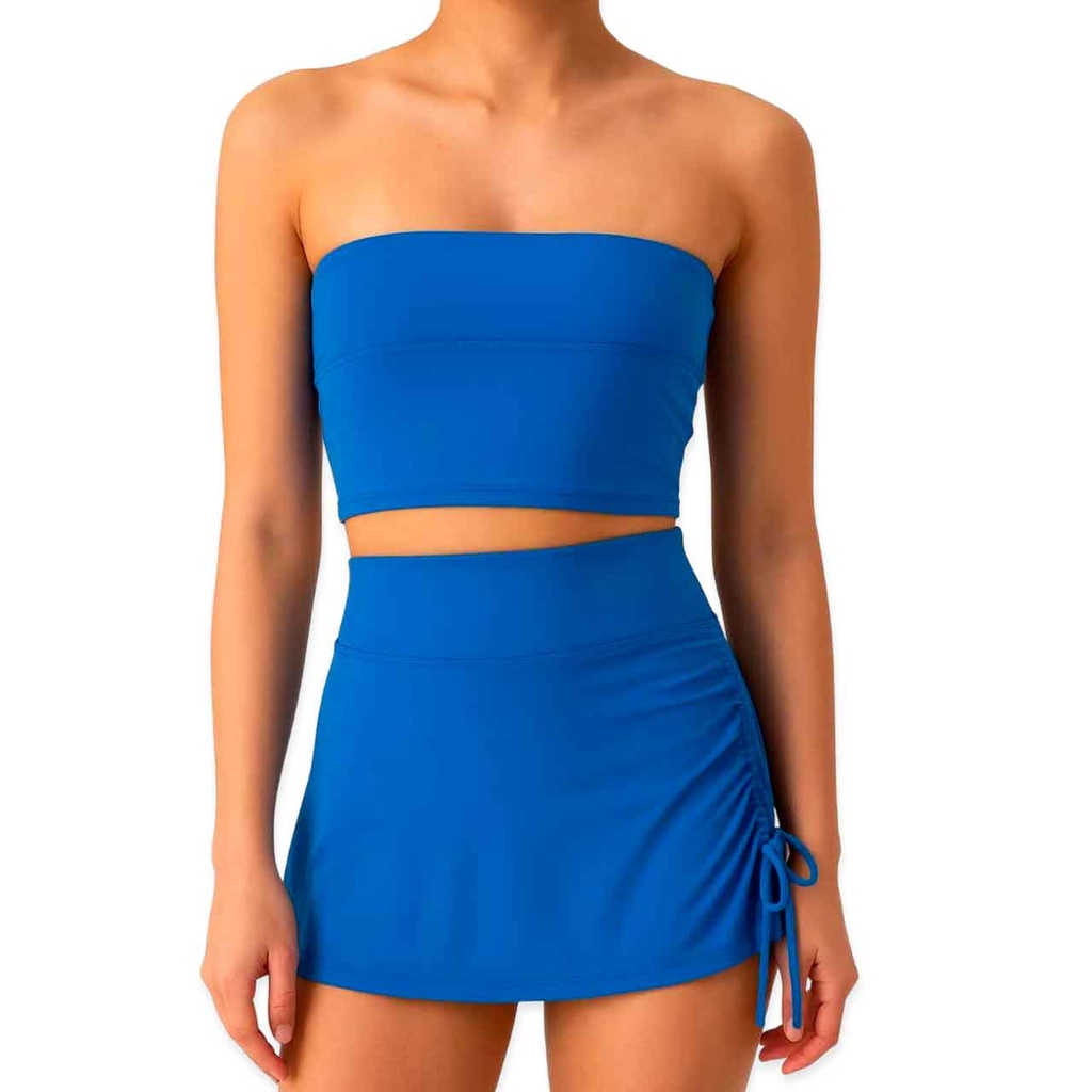 POLLERA DEPORTIVA AZUL CON CORDÓN
