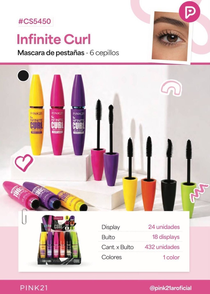 Mascara de pestañas THE INFINITE CURL PINK 21