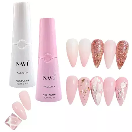 ESMALTE VIA LACTEA SEMIPERMANENTE NAVI 10ML BLANCO/ROSA