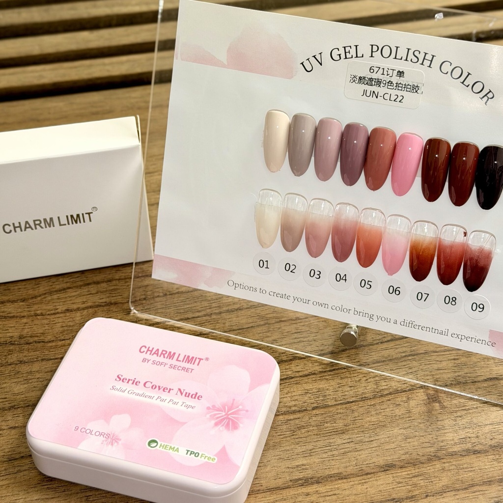 Paleta 9 colores Sofis Secret Pat Pat Gel solido UV serie Cover Nude Charm Limit
