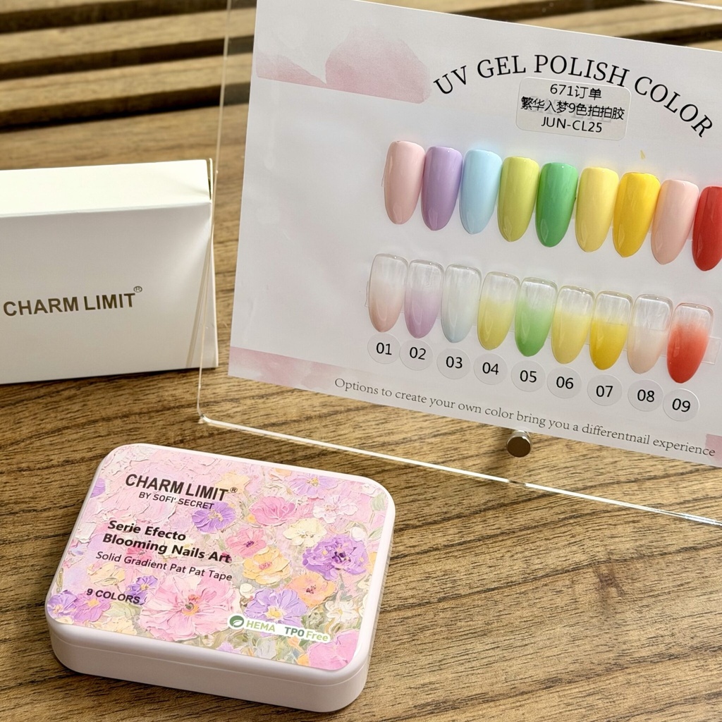 Paleta 9 colores Sofis Secret Pat Pat Gel solido UV serie Blooming Nails Art Charm Limit