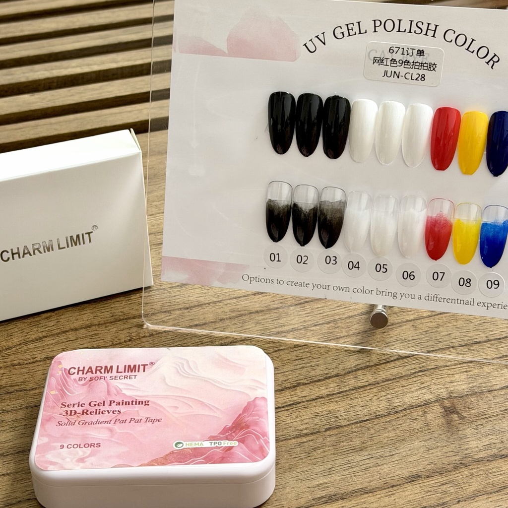 Paleta 9 colores Sofis Secret Pat Pat Gel solido UV serie Gel Painting-3D-Relieves Charm Limit