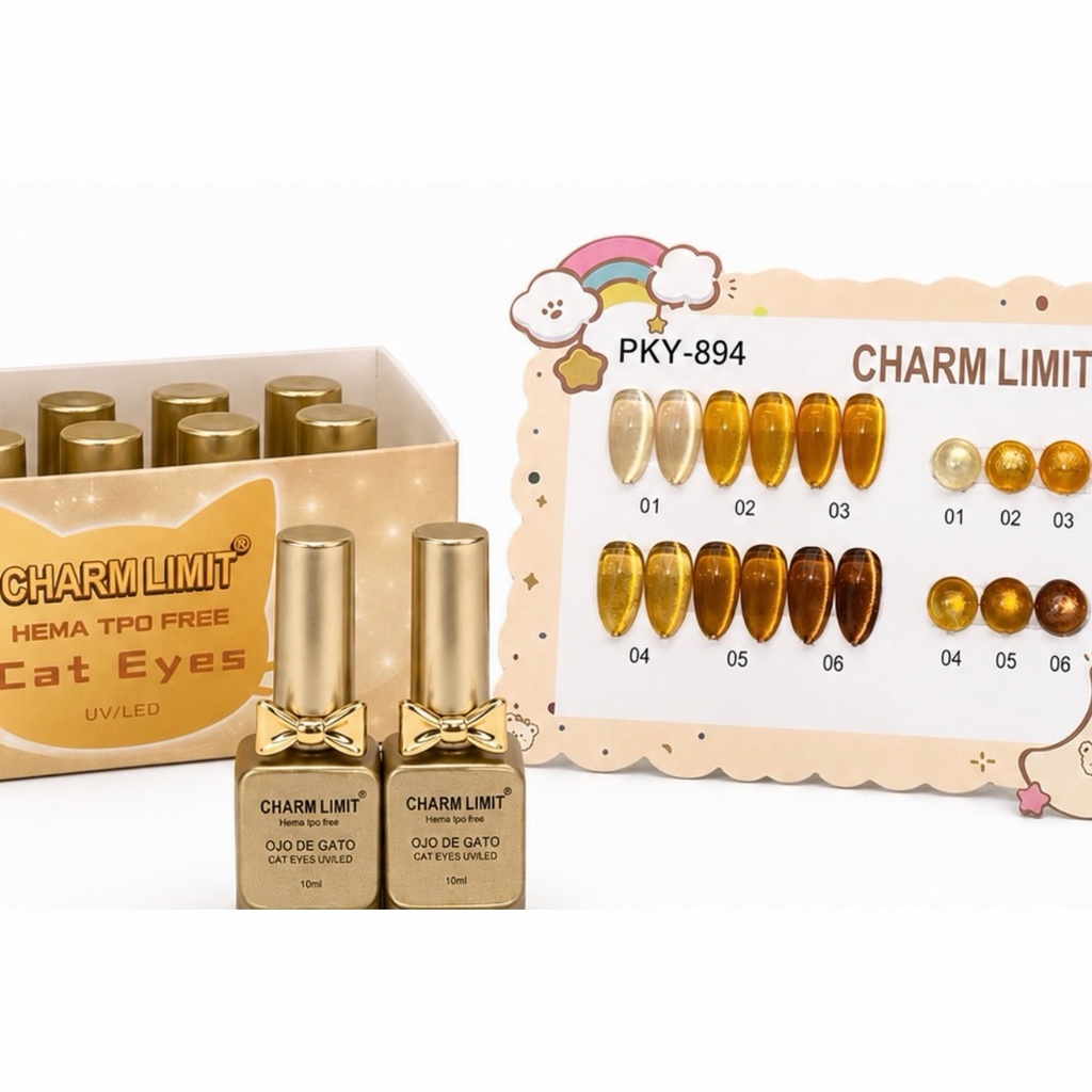 [PS-pky-894] Coleccion caja x12 Charm Limit ojo de gatos Dorados