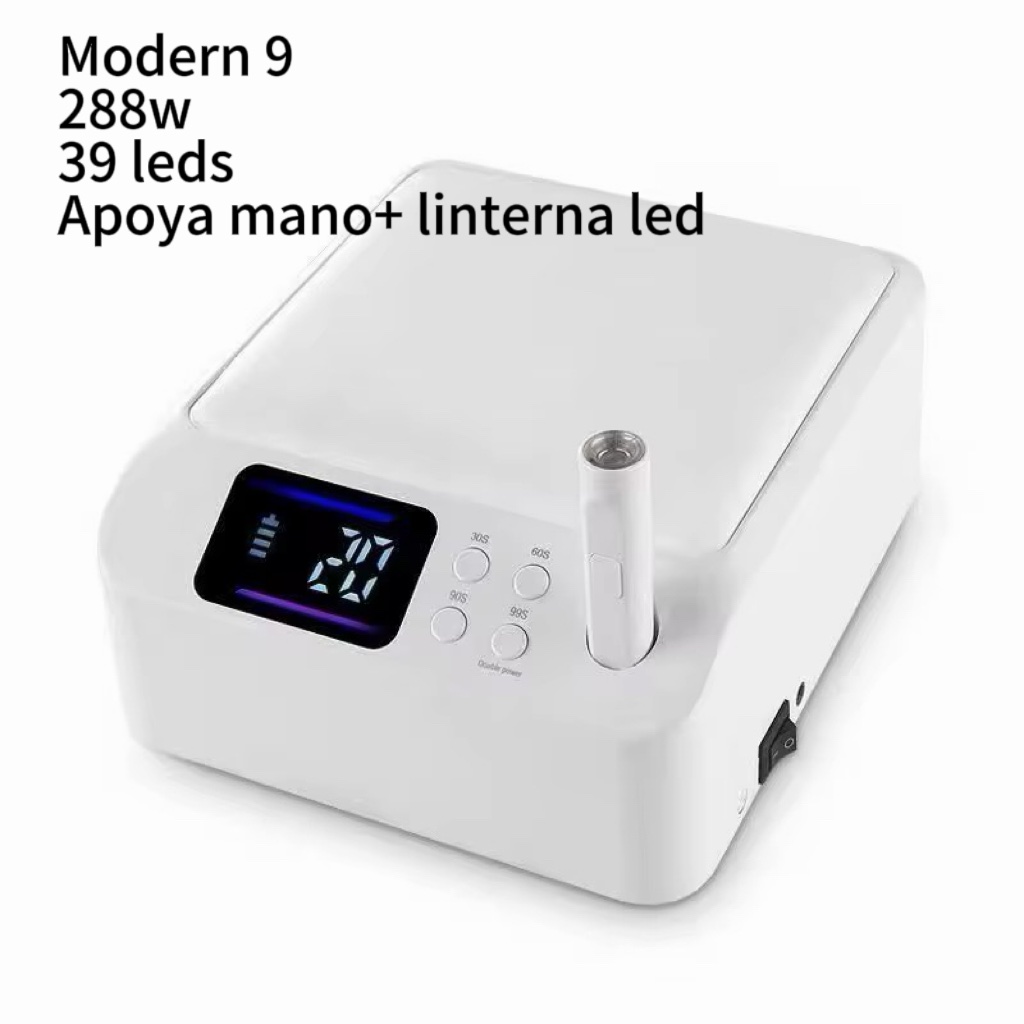 Cabina inalámbrica recargable Modern 9 288w 39 leds con apoya mano y linterna uv led