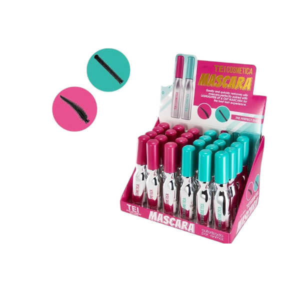 [PM-TEI8532] MASCARA DE PESTAÑA TAPA ROSA Y CELESTE TEI