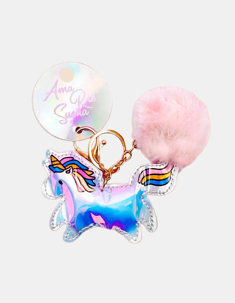 LLAVERO POMPON UNICORNIO