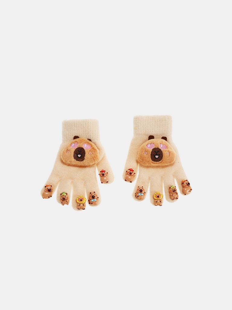 GUANTES INFANTILES CON DISEÑO CAPIBARA