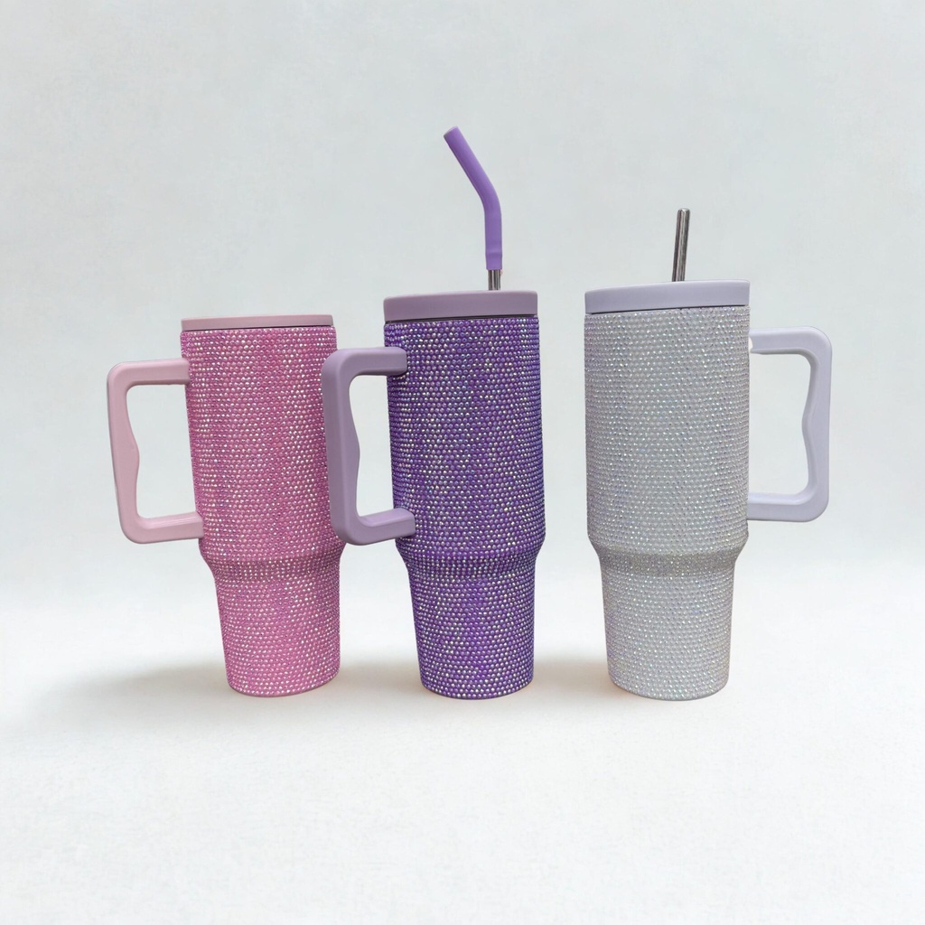 VASO TERMICO CON STRASS 900ML X1U