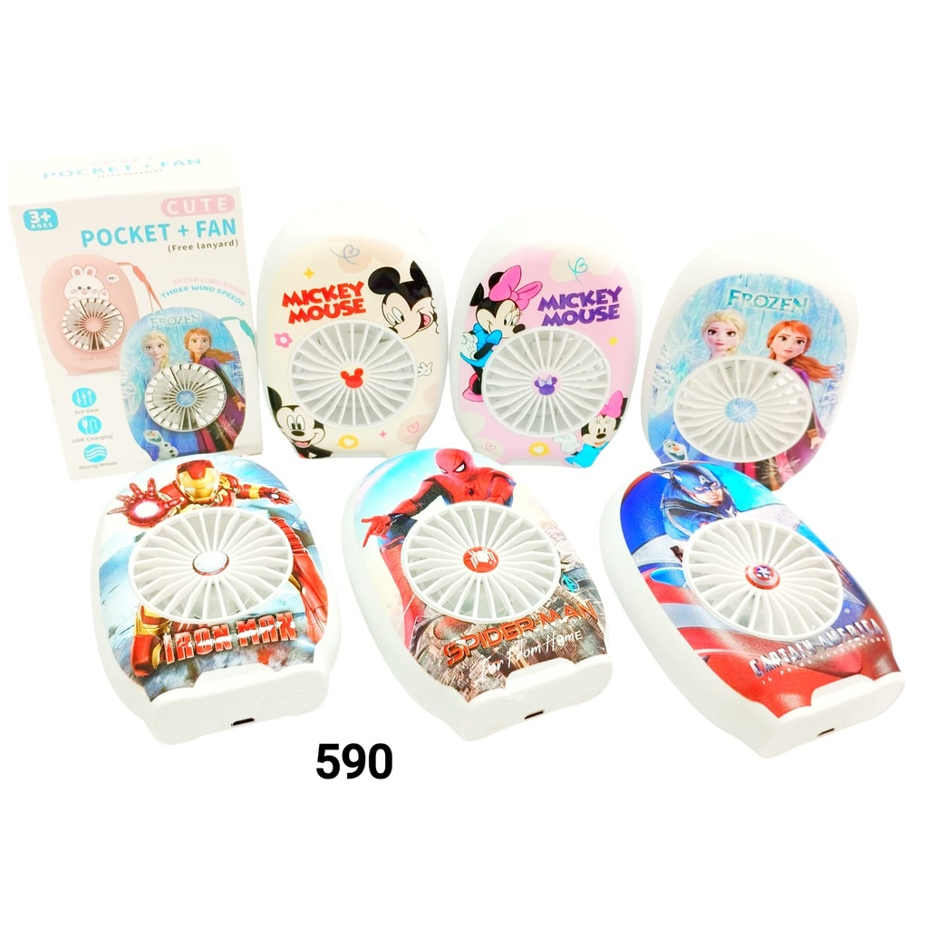 590 VENTILADOR DE MANO C/USB PERSONAJES X1U.