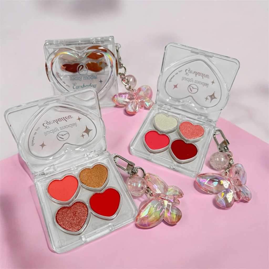 PALETA DE SOMBRAS CORAZON CON LLAVERO MARIPOSA LUCKY MODEL X1U. *24