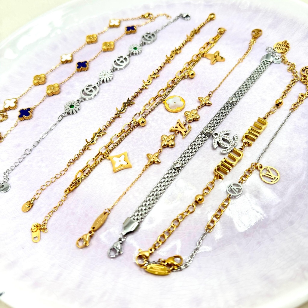 PULSERAS CON DIJES DORADO Y PLATEADO X1U. *12