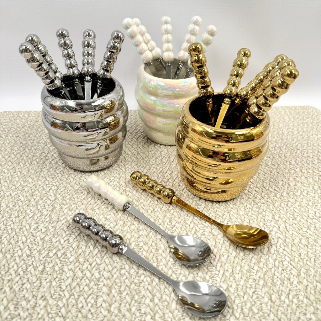SET CUCHARAS CON VASO X6PCS. X1U.
