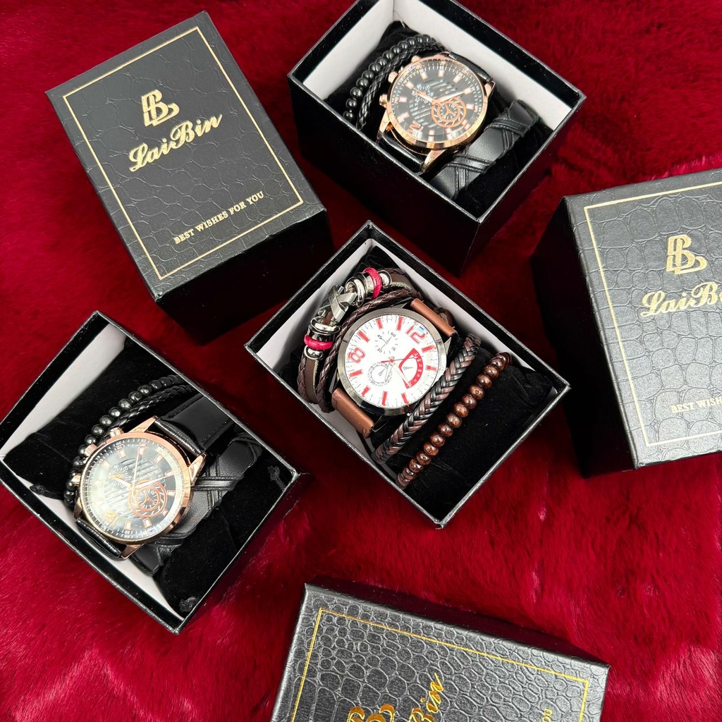 RELOJ + PULSERA HOMBRE LAI BIN X1U.