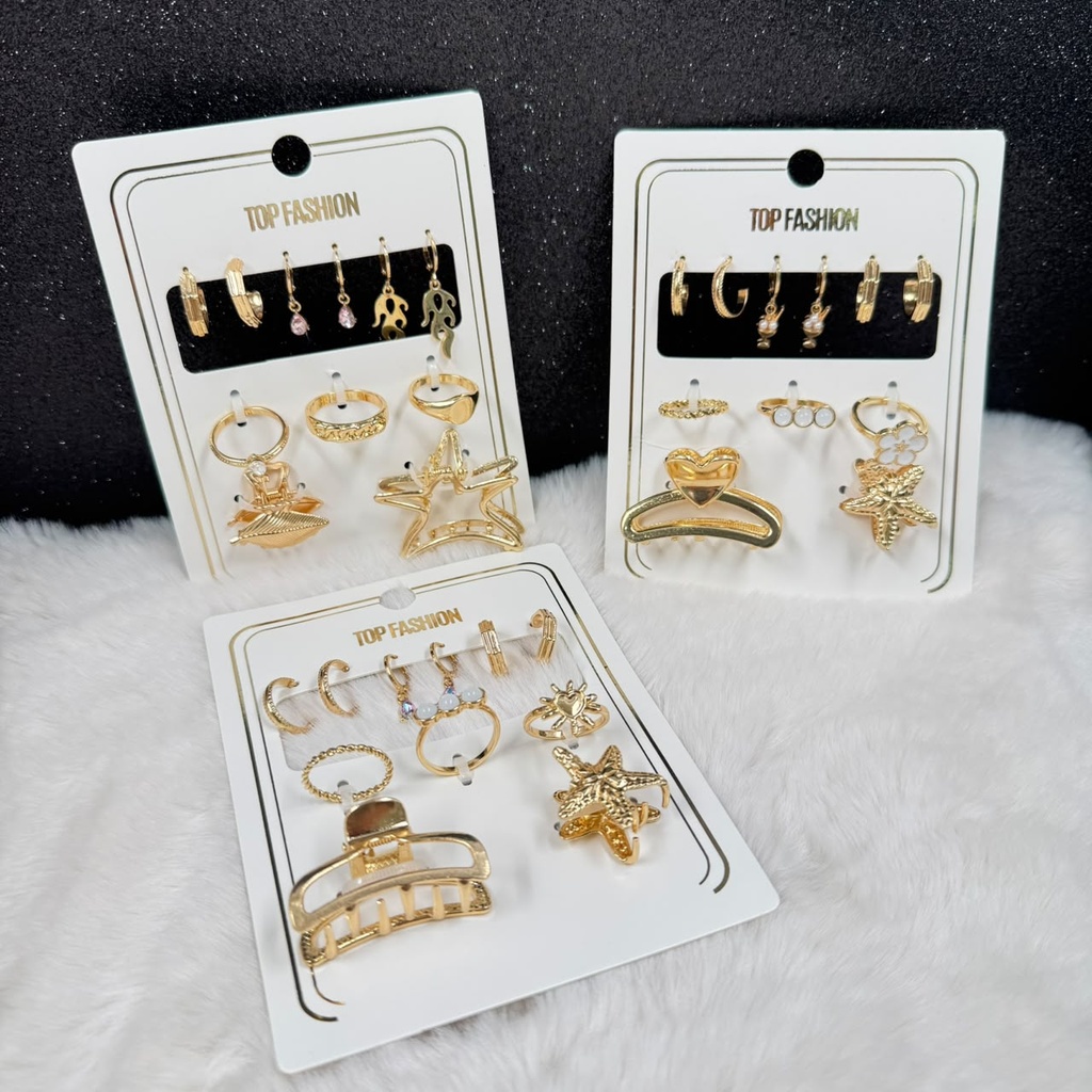 SET ANILLOS X3U + AROS X3PARES + BROCHE X2U. *12