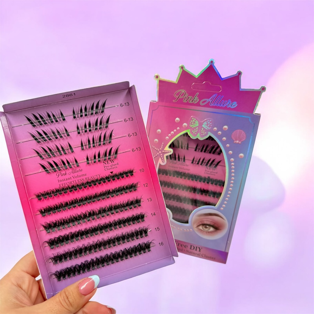 PESTAÑAS POR GRUPO VEGAN PINK ALLURE X1U *6
