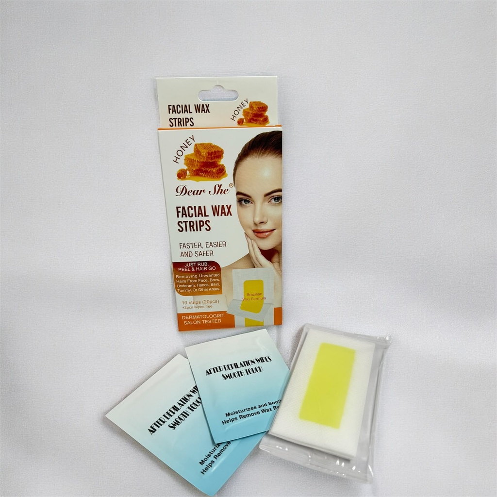 1224 TIRA DEPILADORA FACIAL MIEL DEAR SHE X20PCS.