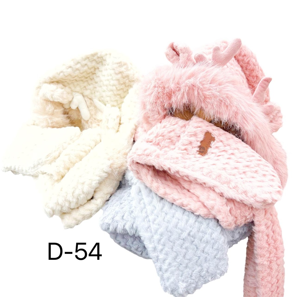 [PY-D-54] GORRO PELUCHE C/OREJITAS Y CUELLO