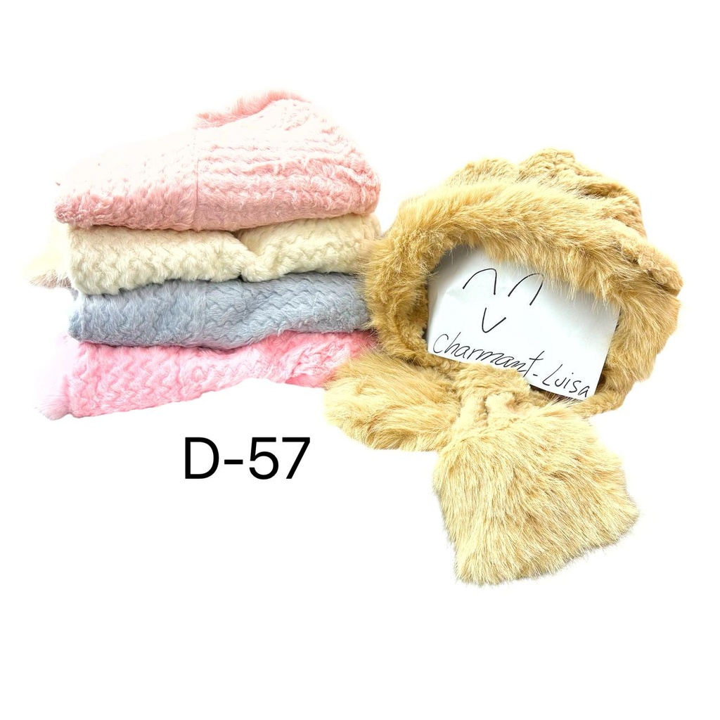 [PY-D-57] GORRO PELUCHE C/OREJITAS Y CUELLO