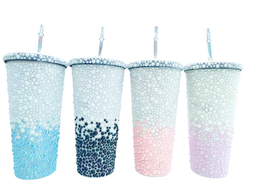 VASO PERLADO C/SORBETE 650ML.